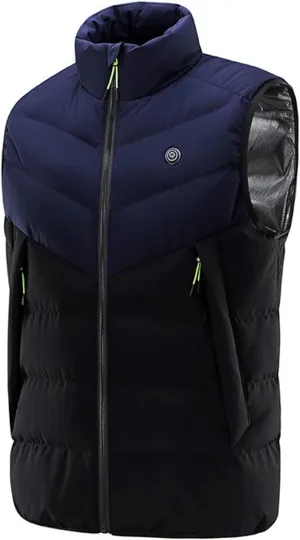 9 Zones Heating Vest Electric 3-Speed Adjustment Thermal Winter Heated Men’s Jacket Cycling Equipment No Power Bank,Blue,2XL(175cm75kg)