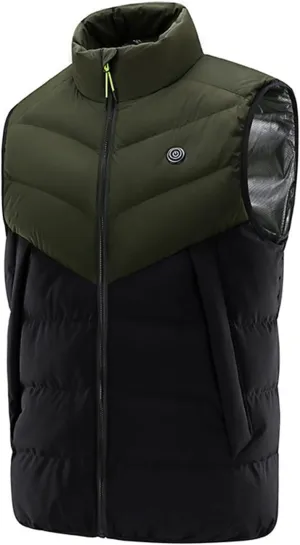 9 Zones Heating Vest Electric 3-Speed Adjustment Thermal Winter Heated Men’s Jacket Cycling Equipment No Power Bank,Green,M(160cm50kg)