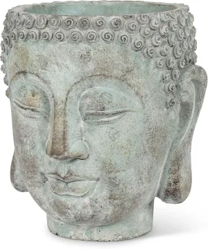 Abbott Collection 27-DHARMA/350 XLG Extra Large Buddha Head Planter, Grey (8" H)