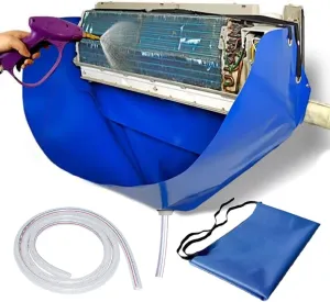 Ac Cleaning Bag with Wall Protection Cloth, Professional Split Ac Unit Cleaning Bag, Ac Cleaning Kit, Air Conditioner Cleaning Cover Bag, Durable Material and Drainage Hose