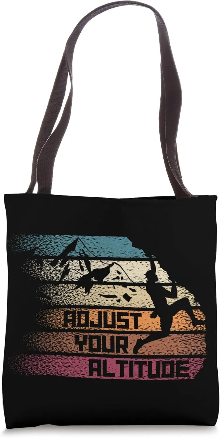 Adjust Your Altitude Vintage Retro Hiking Mountaineering Tote Bag