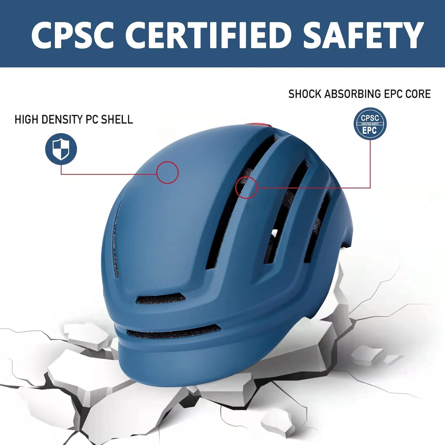 Adult Bike Helmet for Men Women, Mountain Road Bicycle Helmet with USB Rechargeable Taillight