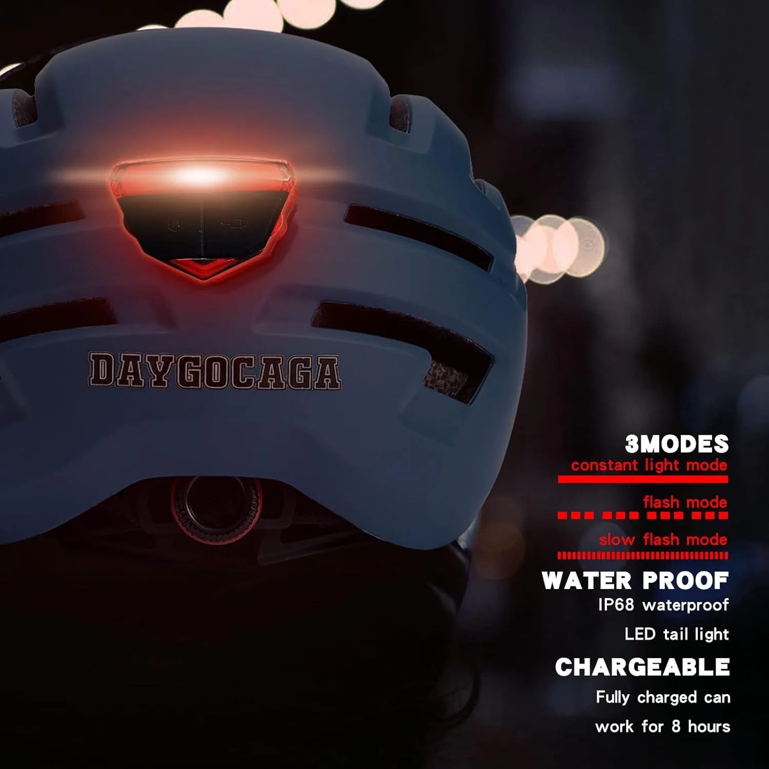 Adult Bike Helmet for Men Women, Mountain Road Bicycle Helmet with USB Rechargeable Taillight