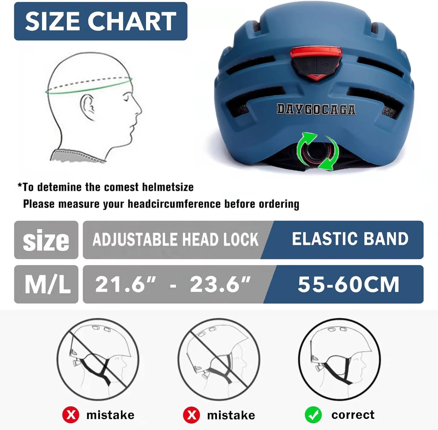Adult Bike Helmet for Men Women, Mountain Road Bicycle Helmet with USB Rechargeable Taillight