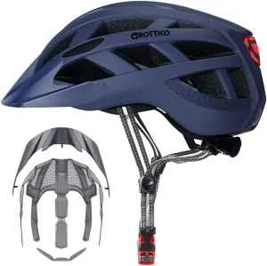 Adult-Men-Women Bike Helmet with Light - Mountain Road Bicycle Helmet with Replacement Pads & Detachable Visor