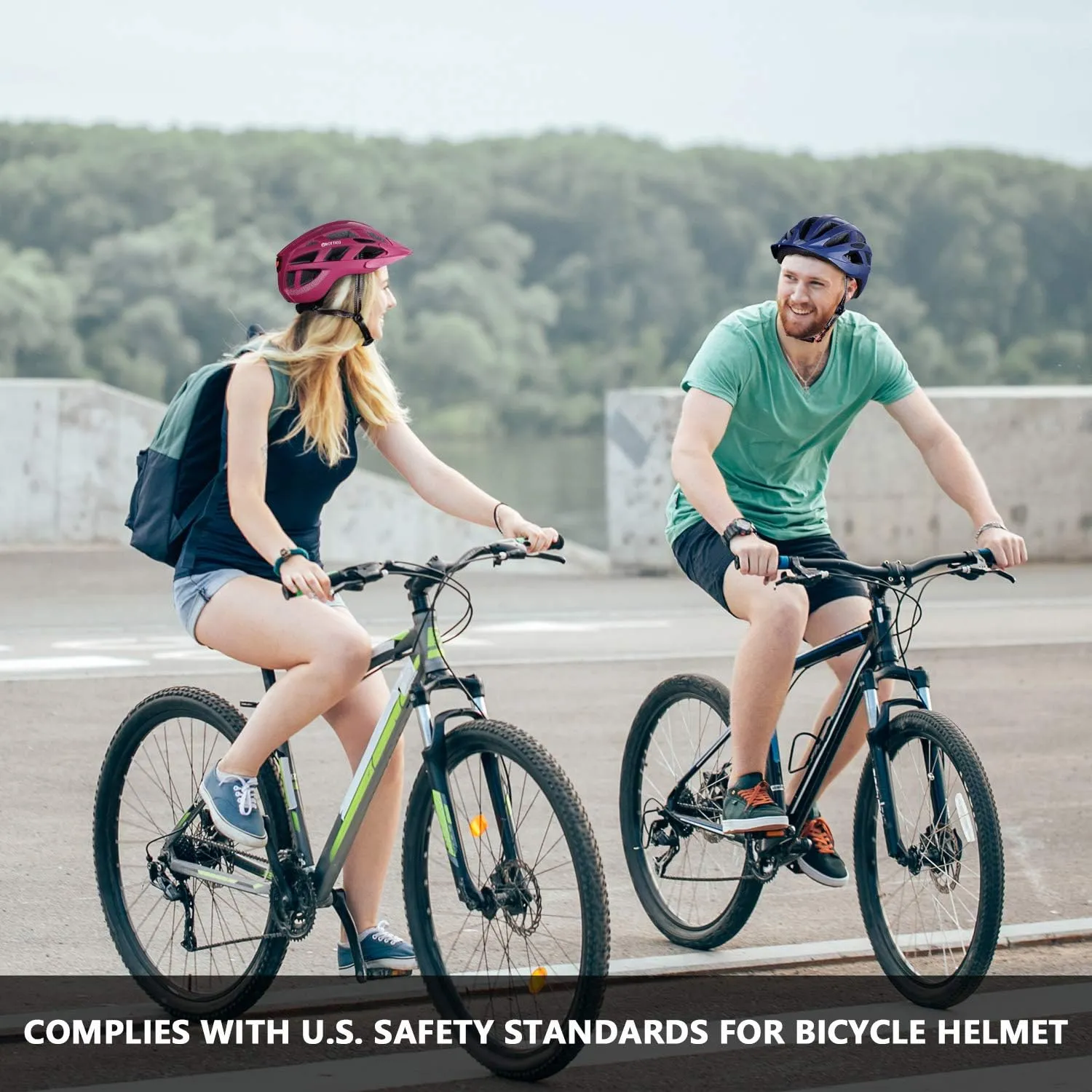 Adult-Men-Women Bike Helmet with Light - Mountain Road Bicycle Helmet with Replacement Pads & Detachable Visor