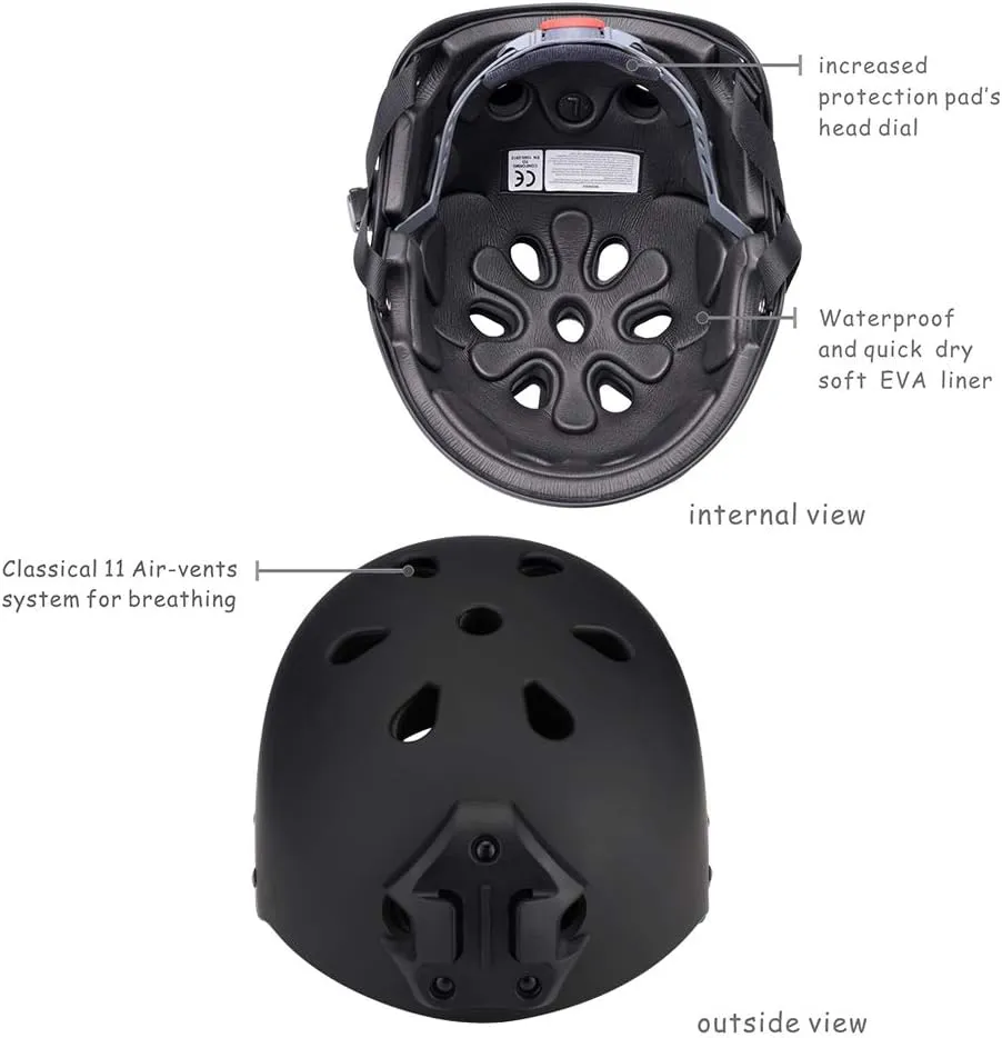 Adult Rafting Kayaking Watersports Helmet with Camera Clamp Mount Plate