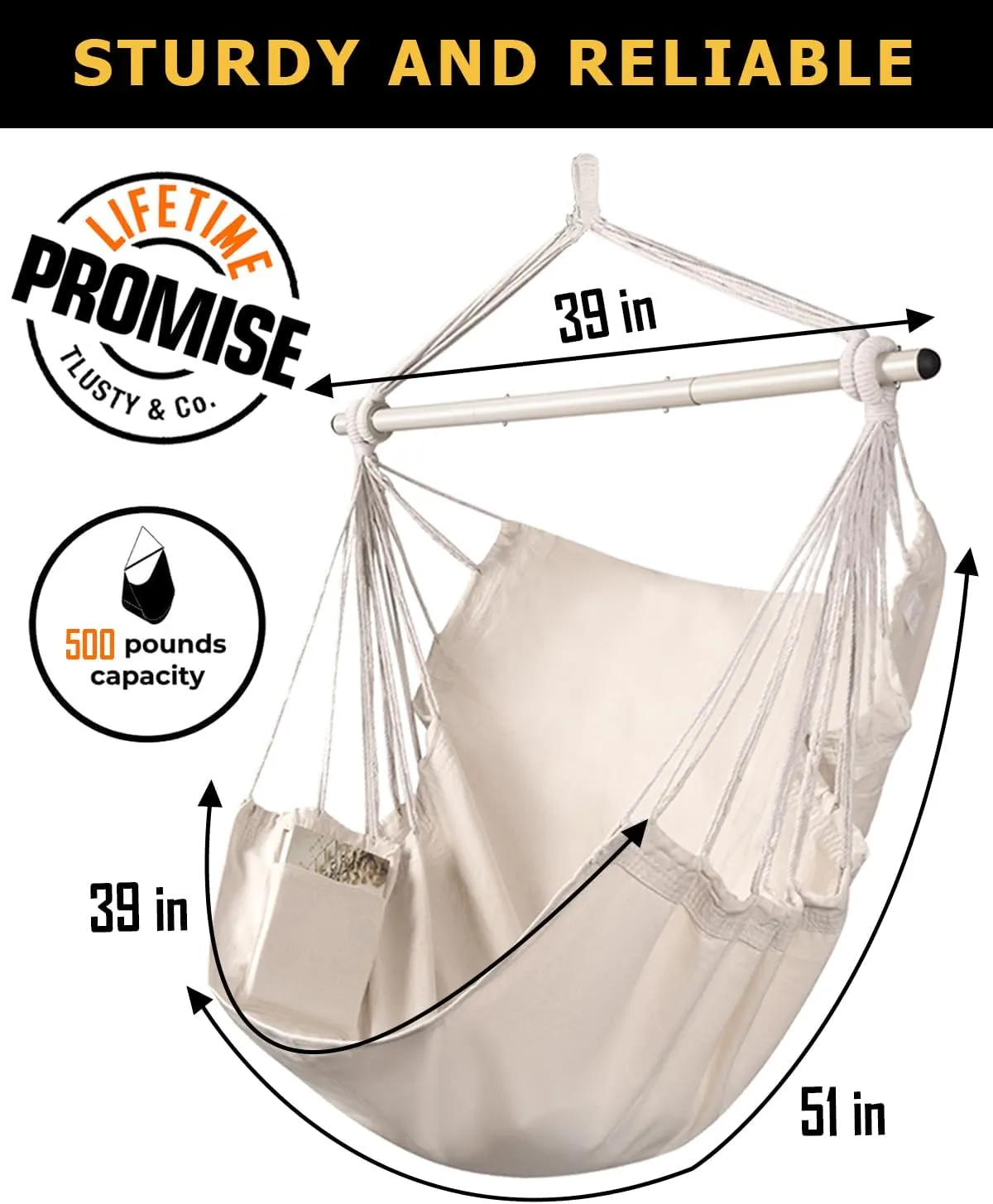 ADVOKAIR Hammock Chair Swing & Cover Set (500 lbs Max) – Hanging Rope Swing for Bedroom, Outdoor, Patio, Porch with Sturdy Steel Bar & Anti-Slip Rings   All-Weather Rain Cover for Storage Protection