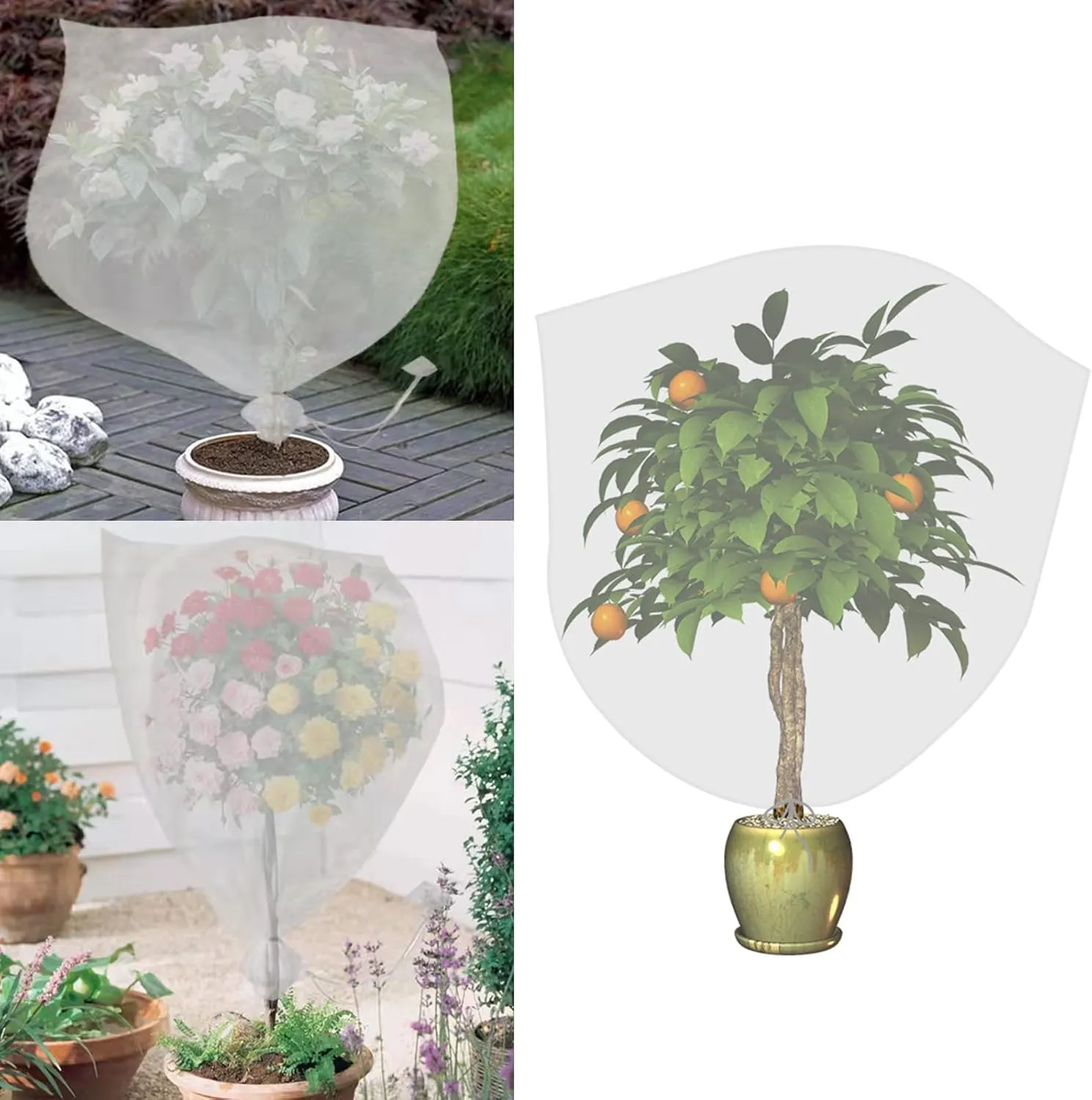 Agfabric Bird Netting 84" Hx72 W Garden Netting Insect Pest Barrier,Plant Cover Fruit Tree Netting Mesh Protection Bag with Zipper,White