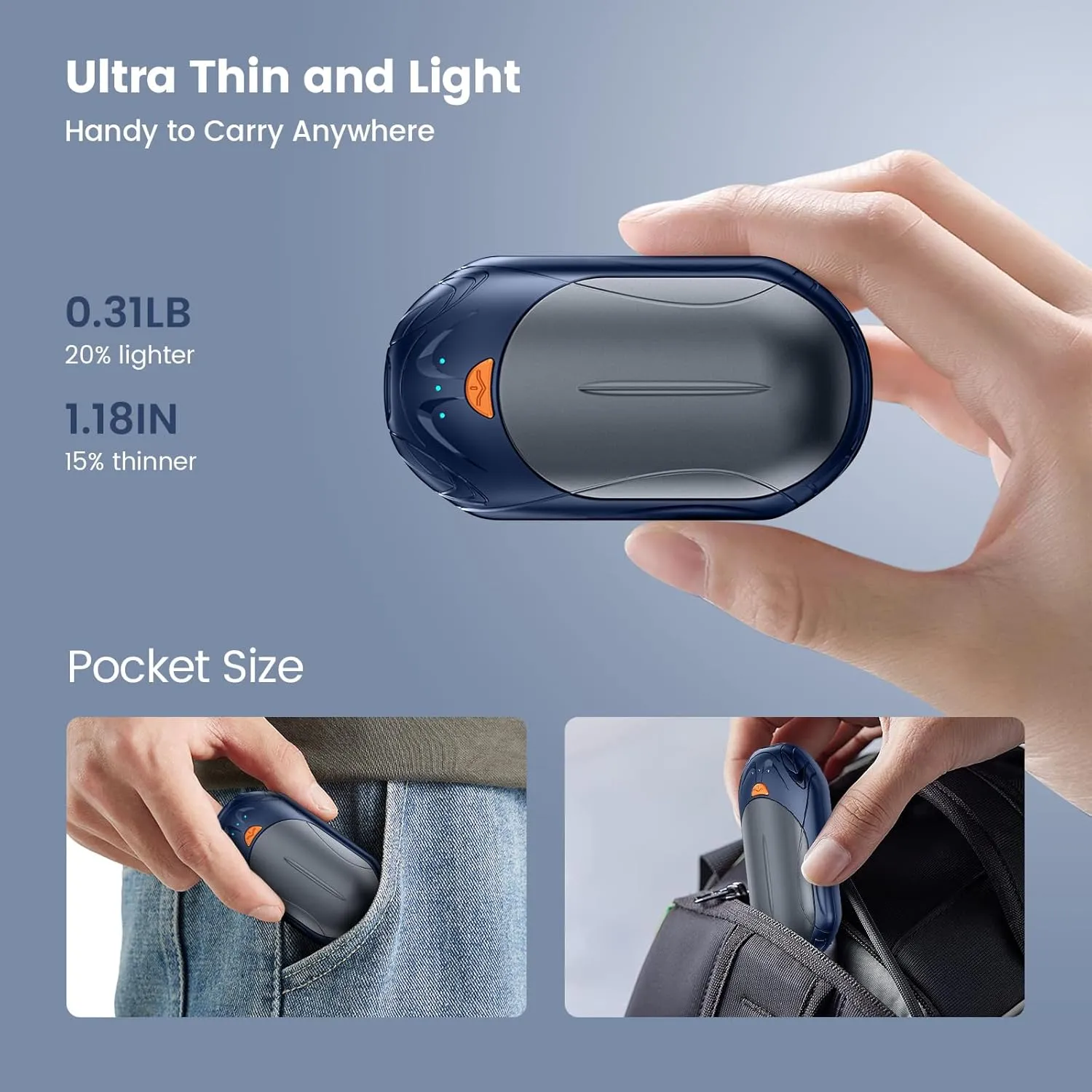 AI Hand Warmers Rechargeable 2 Pack,6000mAh Rechargeable Hand Warmer,20Hrs Long Heating Electric Hand Warmer,Portable Pocket Heater,Pocket Size Hand Warmer, Gifts for Christmas