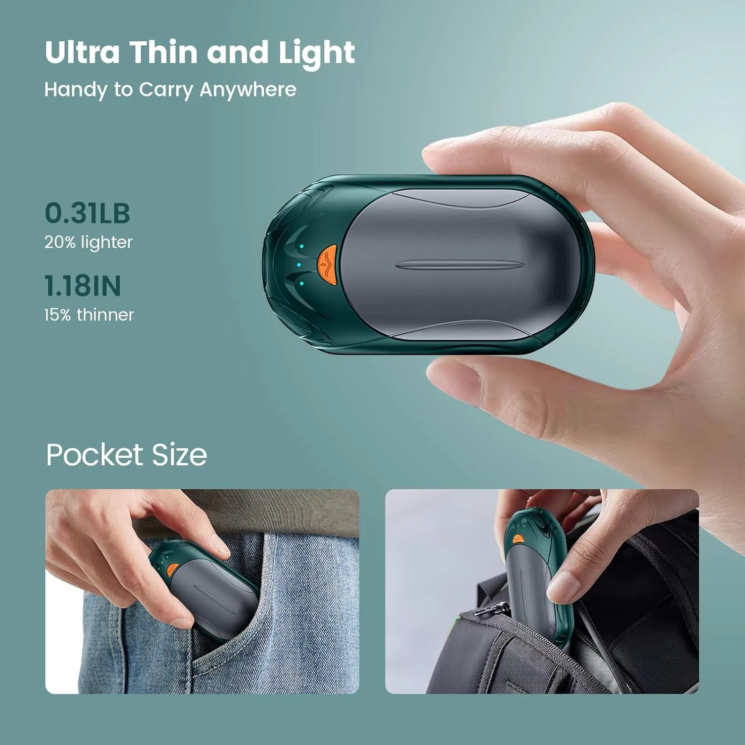 AI Hand Warmers Rechargeable 2 Pack,6000mAh Rechargeable Hand Warmer,20Hrs Long Heating Electric Hand Warmer,Portable Pocket Heater,Pocket Size Hand Warmer, Gifts for Christmas