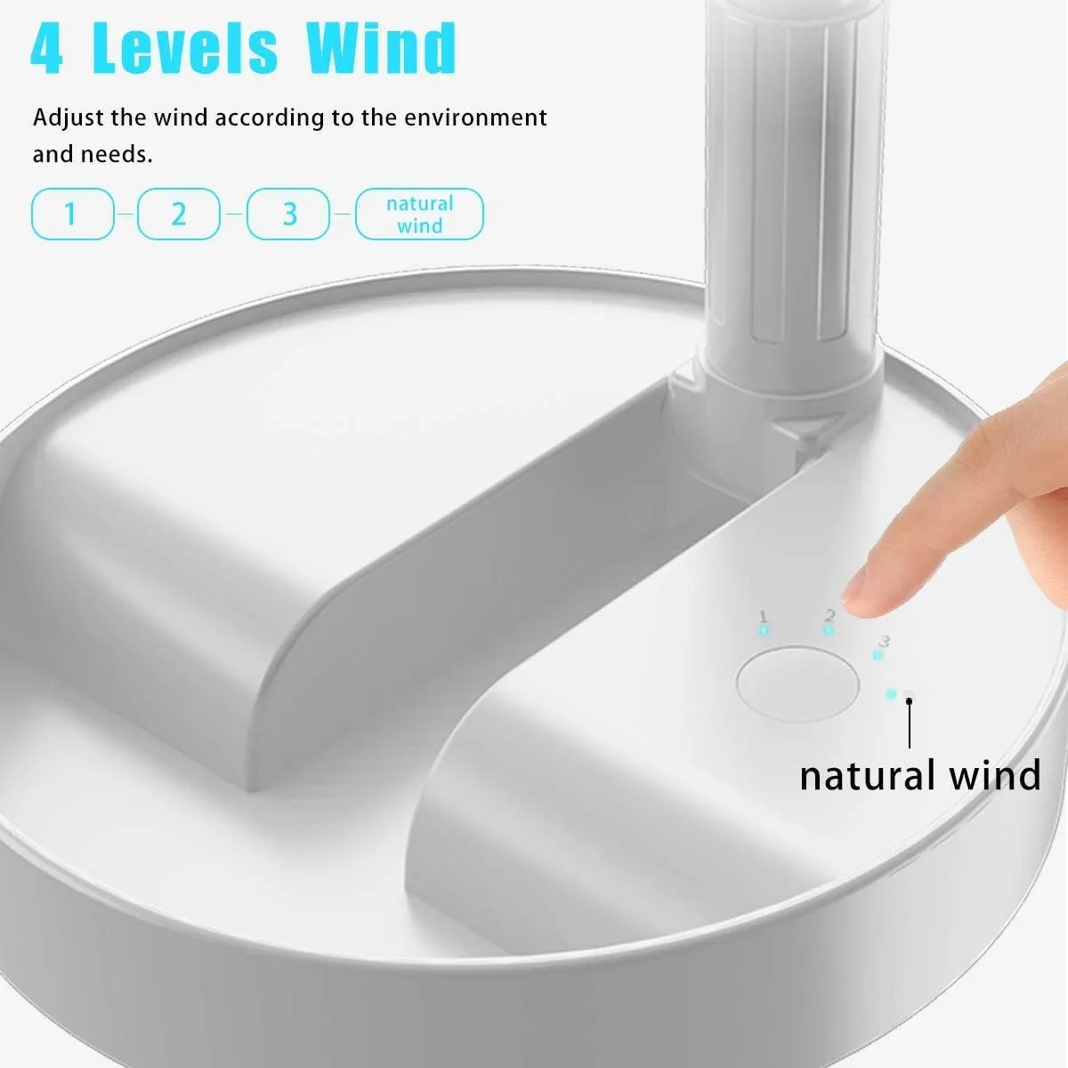 AICase Stand Fan,Folding Portable Telescopic Floor/USB Desk Fan with 7200mAh Rechargeable Battery,4 Speeds Super Quiet Adjustable Height and Head Great for Office Home Outdoor Camping