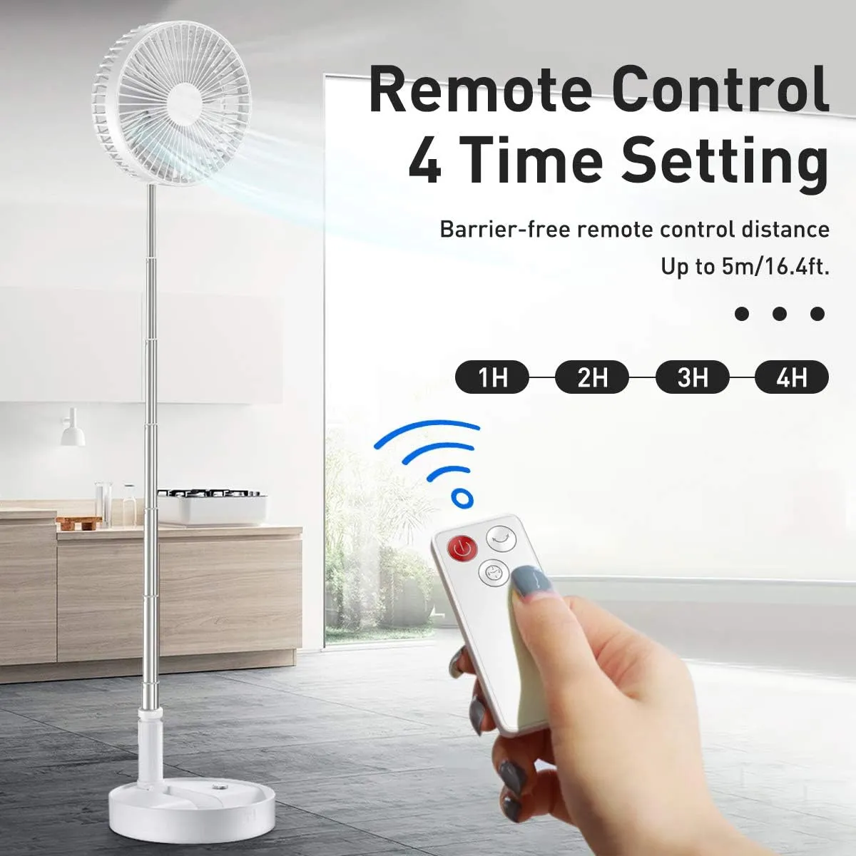 AICase Stand Fan,Folding Portable Telescopic Floor/USB Desk Fan with 7200mAh Rechargeable Battery,4 Speeds Super Quiet Adjustable Height and Head Great for Office Home Outdoor Camping