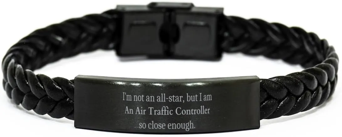 Air Traffic Controller Braided Leather Bracelet - Confidence and Inspiration for Aviation Lovers