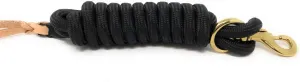 AJ Tack 9 Foot Nylon Lead Rope with Leather Popper Black