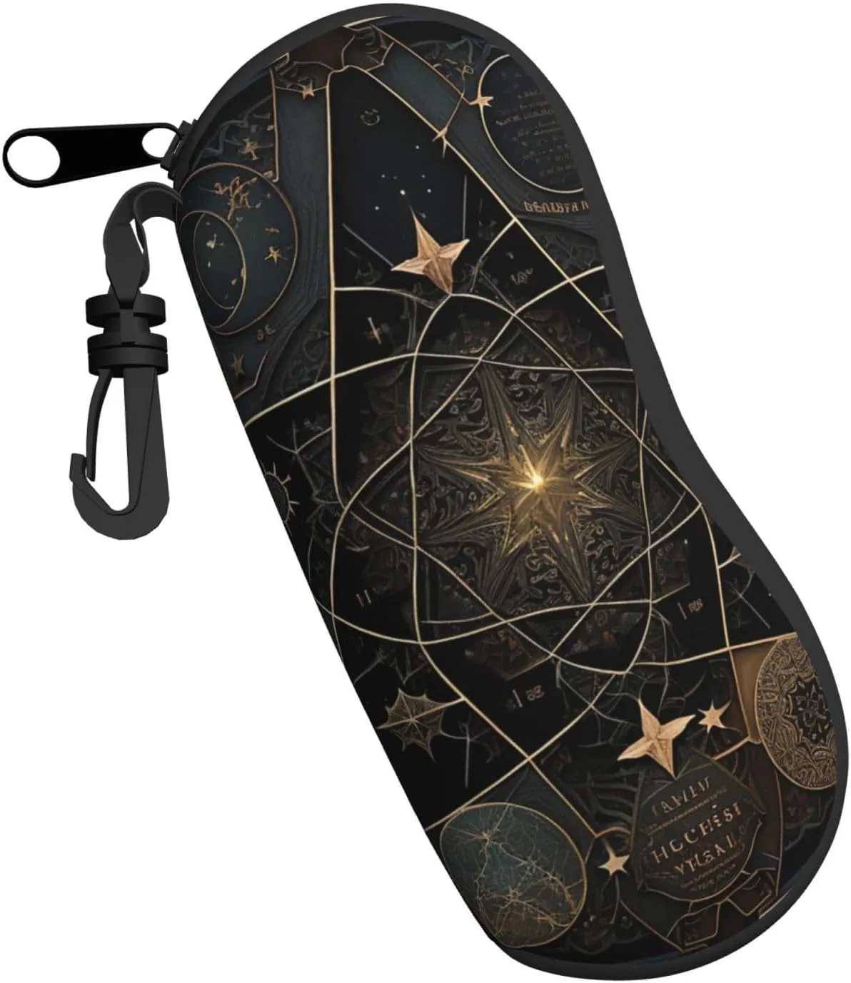 Alchemist sacred Star Map mystic dark Sunglasses Soft Case for Women Men Glasses Case Zipper Soft Eyeglass Safety Bag With Clip