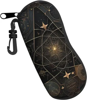 Alchemist sacred Star Map mystic dark Sunglasses Soft Case for Women Men Glasses Case Zipper Soft Eyeglass Safety Bag With Clip