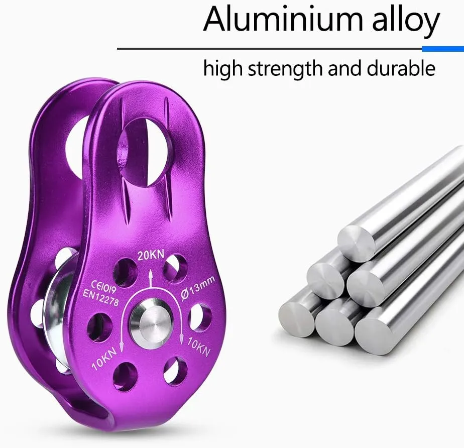 Aluminium Alloy Heavy Duty Single Rope Pulley Block Climbing Safety Equipment Accessory for Hauling Transporting