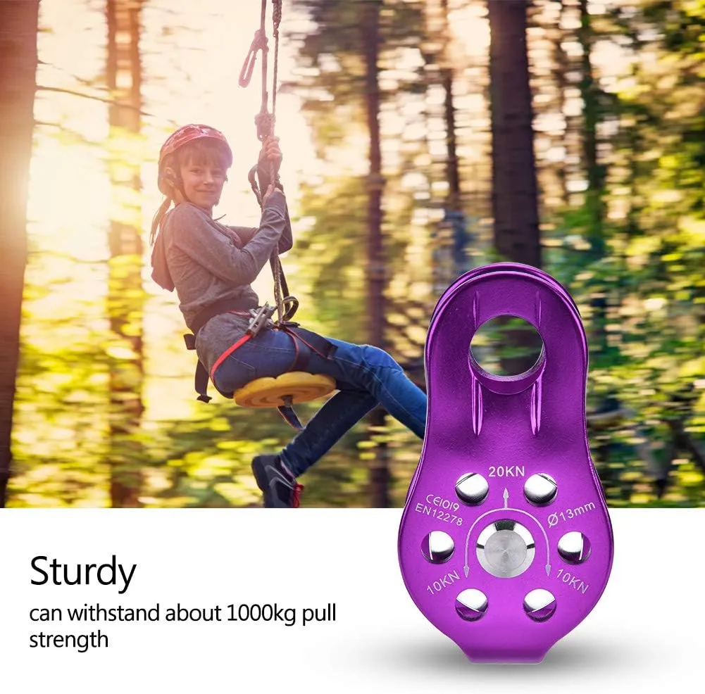 Aluminium Alloy Heavy Duty Single Rope Pulley Block Climbing Safety Equipment Accessory for Hauling Transporting