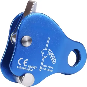 Aluminum Alloy Climbing Fall Protection Device, Rope Grab for Mountaineering, Tree Work, Rescue, Aerial Operations