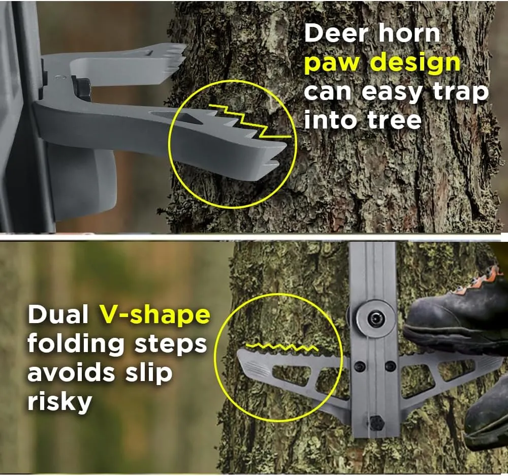 Aluminum Hunting Climbing Stick Lightweight Hunting Climbing Step Non-Slip Tree Climbing Stick with Fold Up Steps