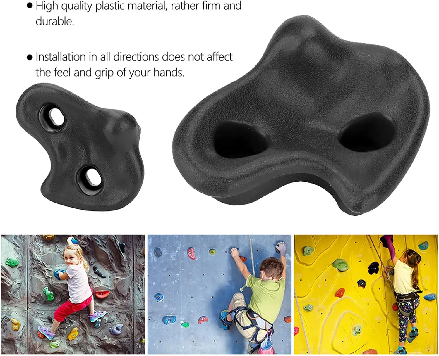 Alvinlite Pack of 10 Rock Climbing Holds for Kids and Adults,Rock Wall Grips for Indoor and Outdoor Play Set - Build Rock Climbing Wall.Hand Holds for Playground (Black) Tree