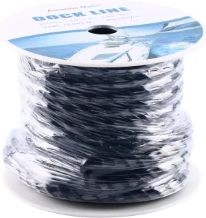 Amarine Made 5/8 inch 50 feet 3 Strand Twisted Nylon Rope Dockline Multipurpose Utility Line - Alkali and Weather Resistant - Crafts, Towing, Dock Line (Black)