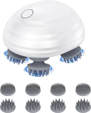 AMIR Electric Cordless Hair Scalp Massager, IPX7 Waterproof Portable Head Scratcher Massager with Kneading 96 Nodes, 5 Kneading Modes, for Hair Growth and Stress Relax, Gifts for Men Women