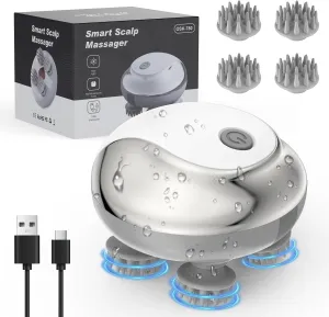 AMIR Electric Scalp Massager, Handheld Head Scratcher Massager, 76 Massage Nodes, Portable Cordless Hair Scalp Massagers for Stress Relax, Deep Clean, Silver