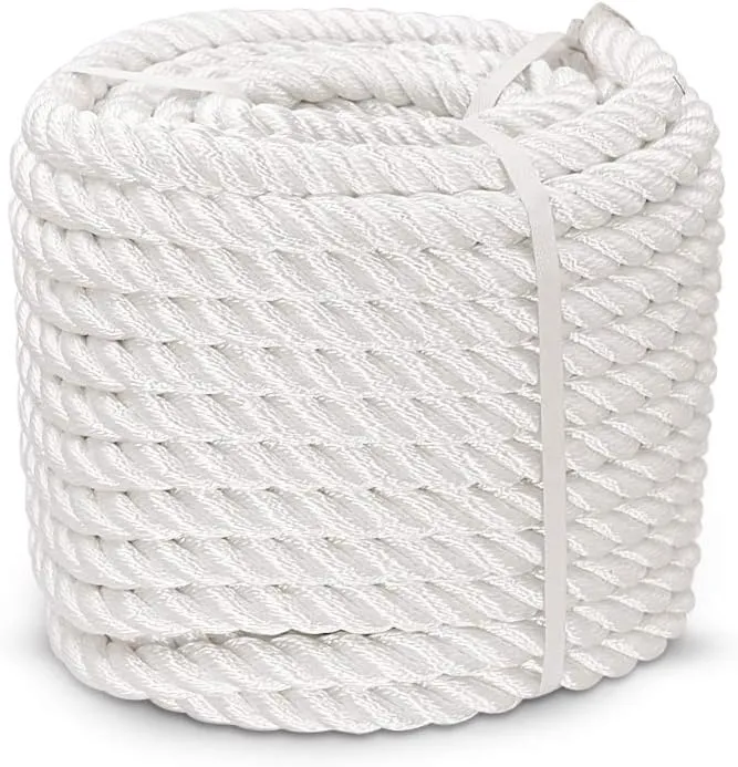 Aoneky 1/2 5/8 3/4 7/8 inch Nylon Twisted Rope - White Pull Rope Cord (3/8 inch x 100 ft)