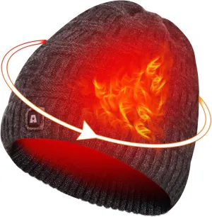 ARRIS DUKUSEEK Heated Hat, Electric Winter Heated Beanie Hat with 7.4V Rechargeable Battery for Men Women Grey Black