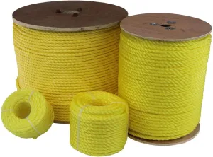 ATERET 1/4 Inch by 600 Feet Twisted 3-Strand Yellow Polypropylene Rope I 1,125 lbs. Tensile Strength I Lightweight & Heavy-Duty Synthetic Cord for DIY Projects, Marine, Commercial Use (1/4" x 600')