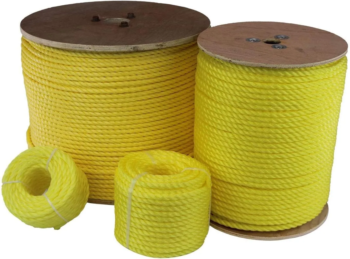 ATERET 3/8 Inch x 600 Feet Twisted 3-Strand Yellow Polypropylene Rope I 2,430 lbs. Tensile Strength I Lightweight & Heavy-Duty Synthetic Cord for DIY Projects, Marine, Commercial Use (3/8" x 600')