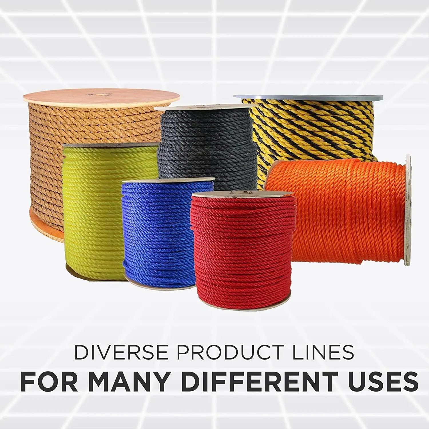 ATERET Twisted 3-Strand Black Polypropylene Rope Monofilament I 3/8" x 600 Feet I 2,430 lbs. Tensile Strength I Lightweight & Heavy-Duty Synthetic Cord for DIY Projects, Marine, Commercial Use