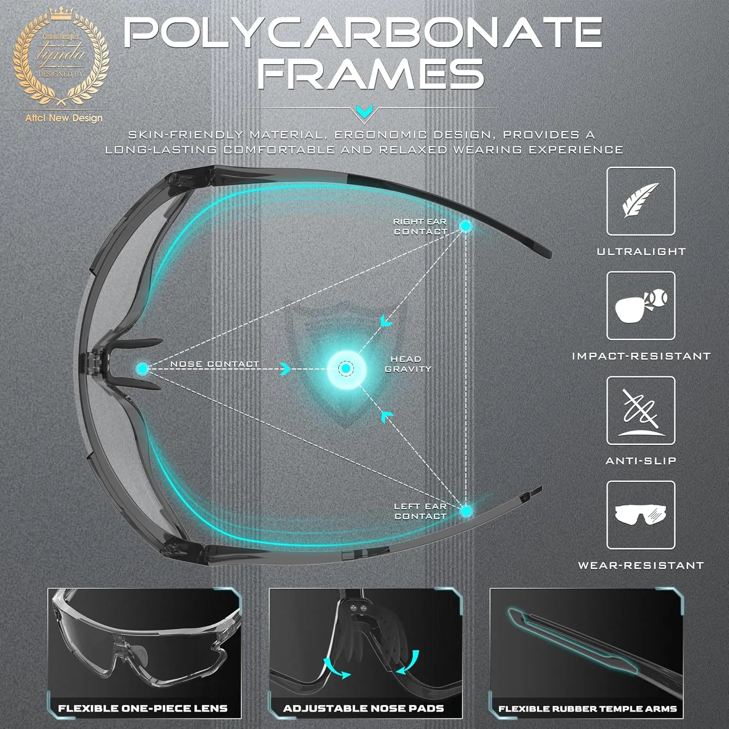 ATTCL Photochromic Sports Sunglasses for Men Women Running Baseball Golf Cycling Glasses UV Protection