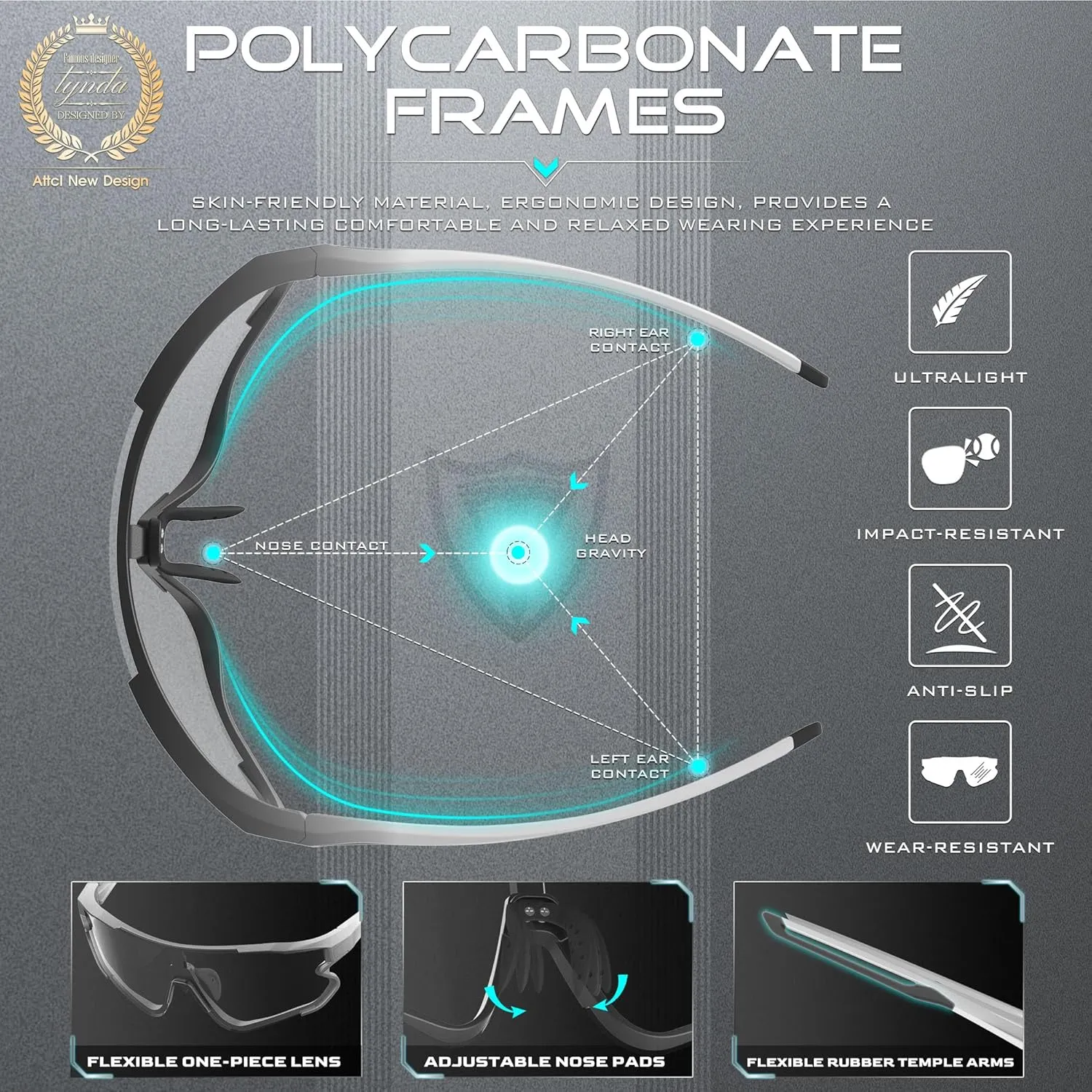ATTCL Photochromic Sports Sunglasses for Men Women Running Baseball Golf Cycling Glasses UV Protection