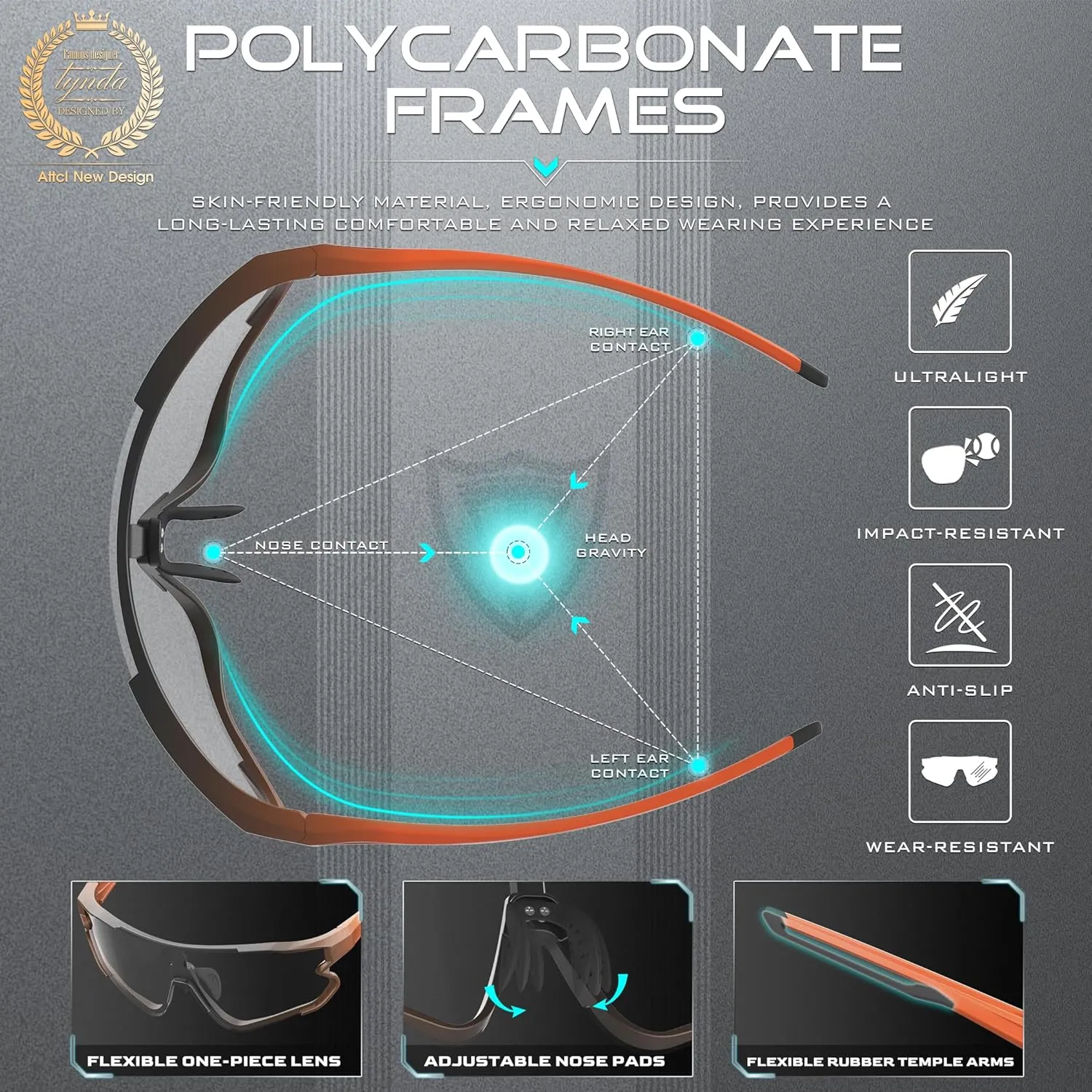 ATTCL Photochromic Sports Sunglasses for Men Women Running Baseball Golf Cycling Glasses UV Protection