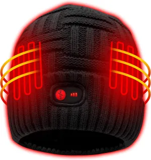 Autocastle 7.4V Heated Hat Men Women Battery Heat Cap Winter Warm Rechargeable Electric Battery Powered Knitted Skull Beanies