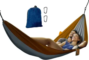 Avalanche Hammock Portable Single or Double Parachute Lightweight Strong Enforced Nylon Includes 2 Carabiners (Orange, Double Person)
