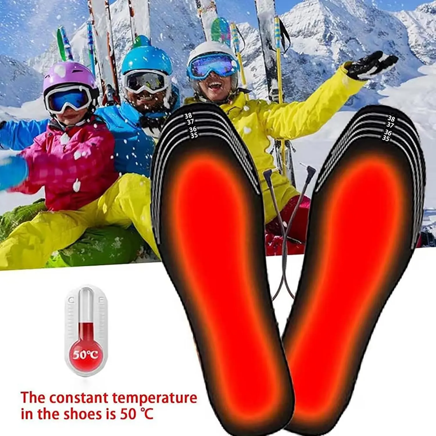 AVSMGP Heated Insoles Rechargeable D IY Customizable Electric Heated Shoes Pad 8H Long-Lasting Heated Foot Warme for Men Women,Hunting, Ski,Fishing,Hiking,Camping, Hiking,35 to 40