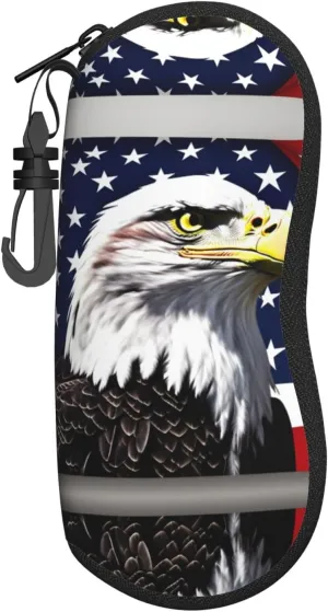 Bald Eagle Flag 1 Pcs Glasses Sunglasses Pouch With Zipper,Soft Storage Bag,Eyeglass Case For Accessories