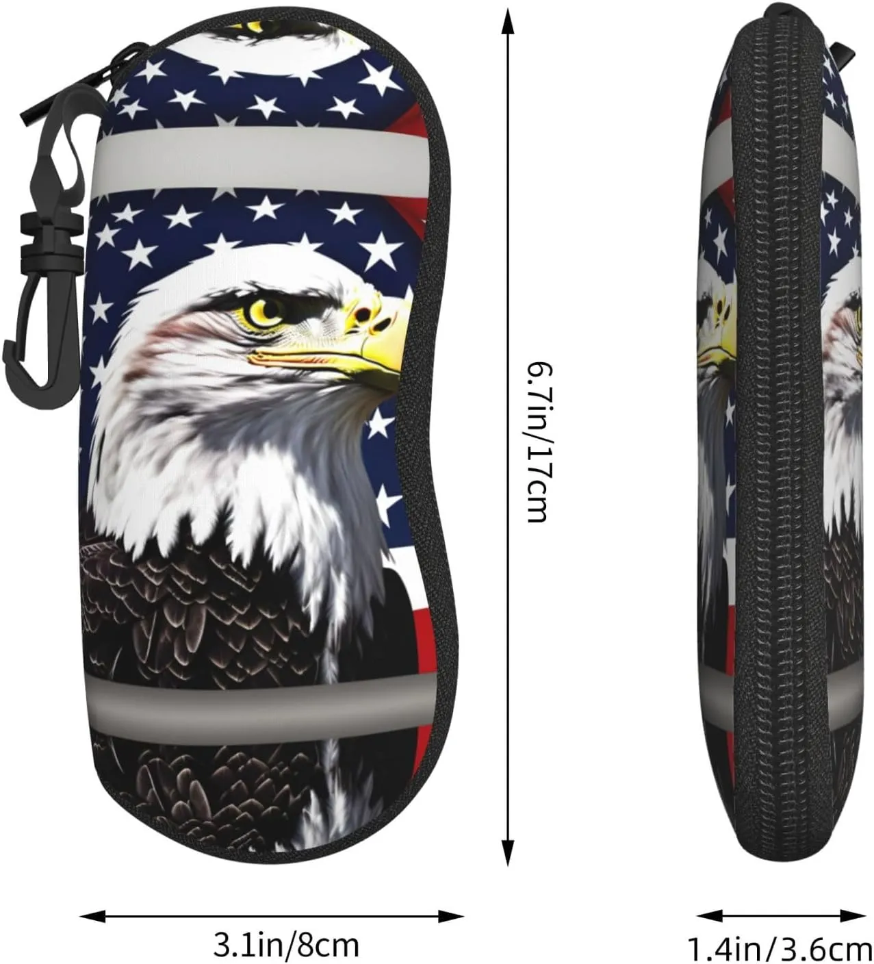 Bald Eagle Flag 1 Pcs Glasses Sunglasses Pouch With Zipper,Soft Storage Bag,Eyeglass Case For Accessories
