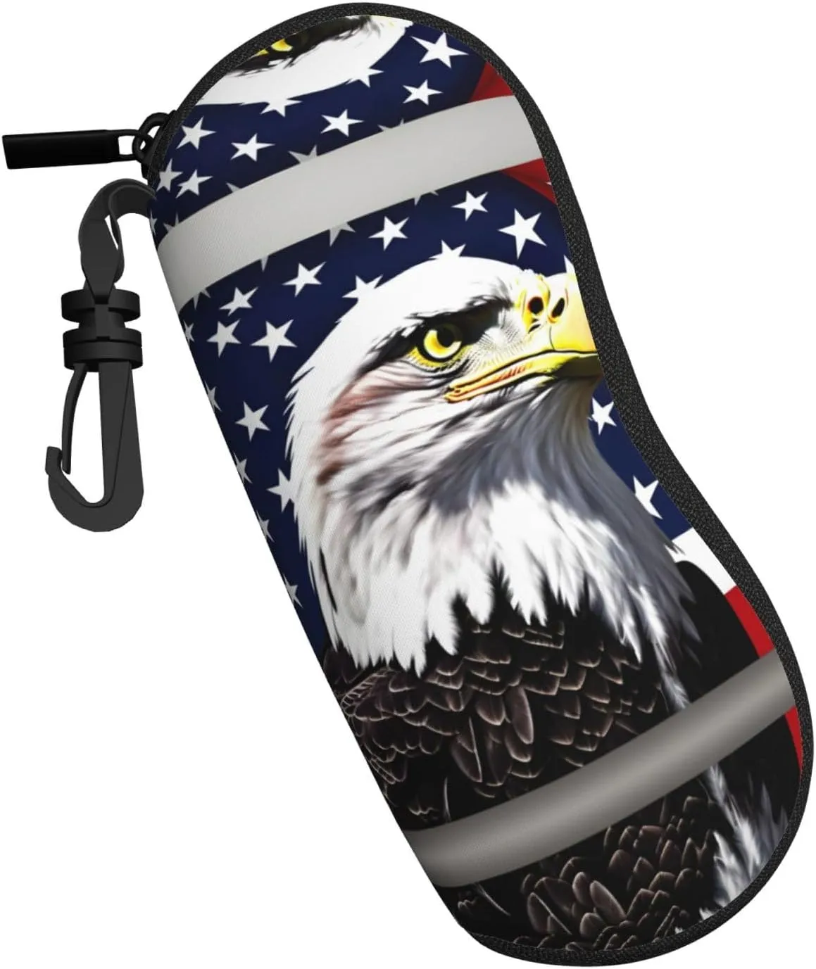Bald Eagle Flag 1 Pcs Glasses Sunglasses Pouch With Zipper,Soft Storage Bag,Eyeglass Case For Accessories