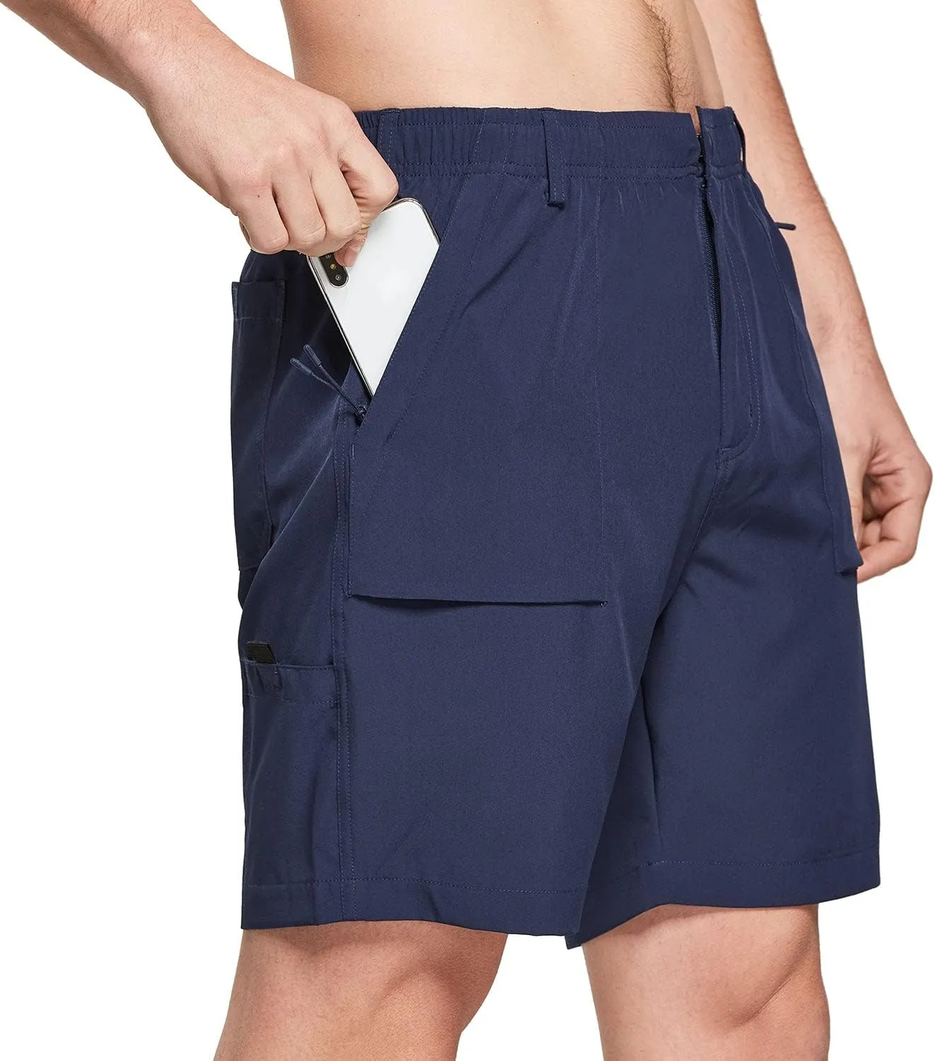 baleaf Men's 7" Casual Shorts for Summer Elastic Waist Quick Dry Lightweight Short with Cargo Hiking Fishing