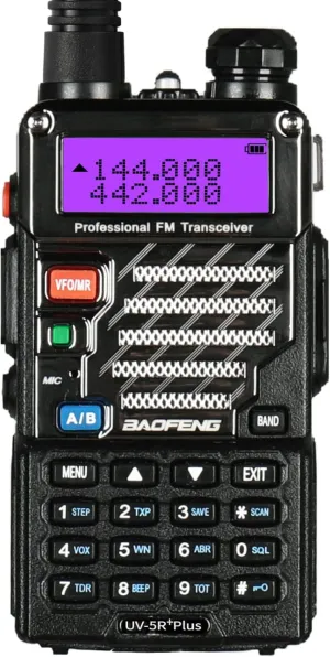 BAOFENG UV-5R  Plus Two Way Radio, Long Range for Adults Rechargeable with Earpiece, Walkie Talkie for Outdoors, 144-148 420-450MHz, Qualette Series, Black