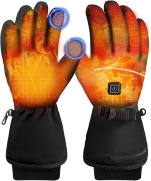 Battery Powered Rechargeable Heated Gloves for Men/Women, Waterproof Insulated Electric Heating Thermal Gloves for Winter Warmer Outdoor Camping Hiking Hunting