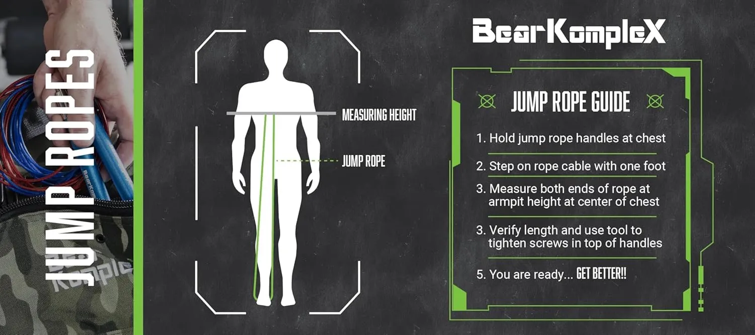 Bear KompleX Speed Jump Rope - Adjustable Tangle-Free Skipping Rope, Lightweight Handles, Smooth 360° Swivel Bearings, 2 Steel Cables, Free Carrying Case