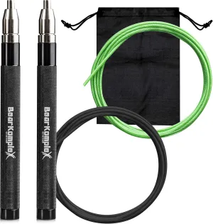 Bear KompleX Speed Jump Rope - Get Fit Fast with Double Unders - Boxing & Conditioning - Fast & Easy Set Up - 2 Lightweight Cables   2 Handles in Black or Blue - Free Carrying Case