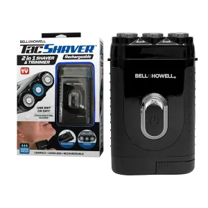 Bell Howell Tacshaver 3D Rechargeable Rotary Shaver for Men with Pop-up Trimmer for Sideburns, Moustache and Beard, Waterproof, Portable, and Cordless Electric Razor As Seen On TV (Deluxe)