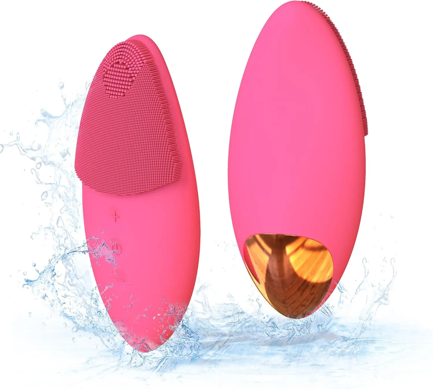 Bella Ciao 12-Speed Gentle Facial-Cleansing Brush, Rechargeable Silicone Face Scrubber, Deep-Cleaning and Exfoliating Face-Wash Brush, Water-Resistant Design, Pink